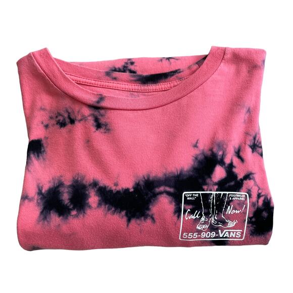 VANS Man I Need Vans Logo Print Tie Dyed Cotton Jersey T-Shirt Pink Size Medium - Picture 4 of 10
